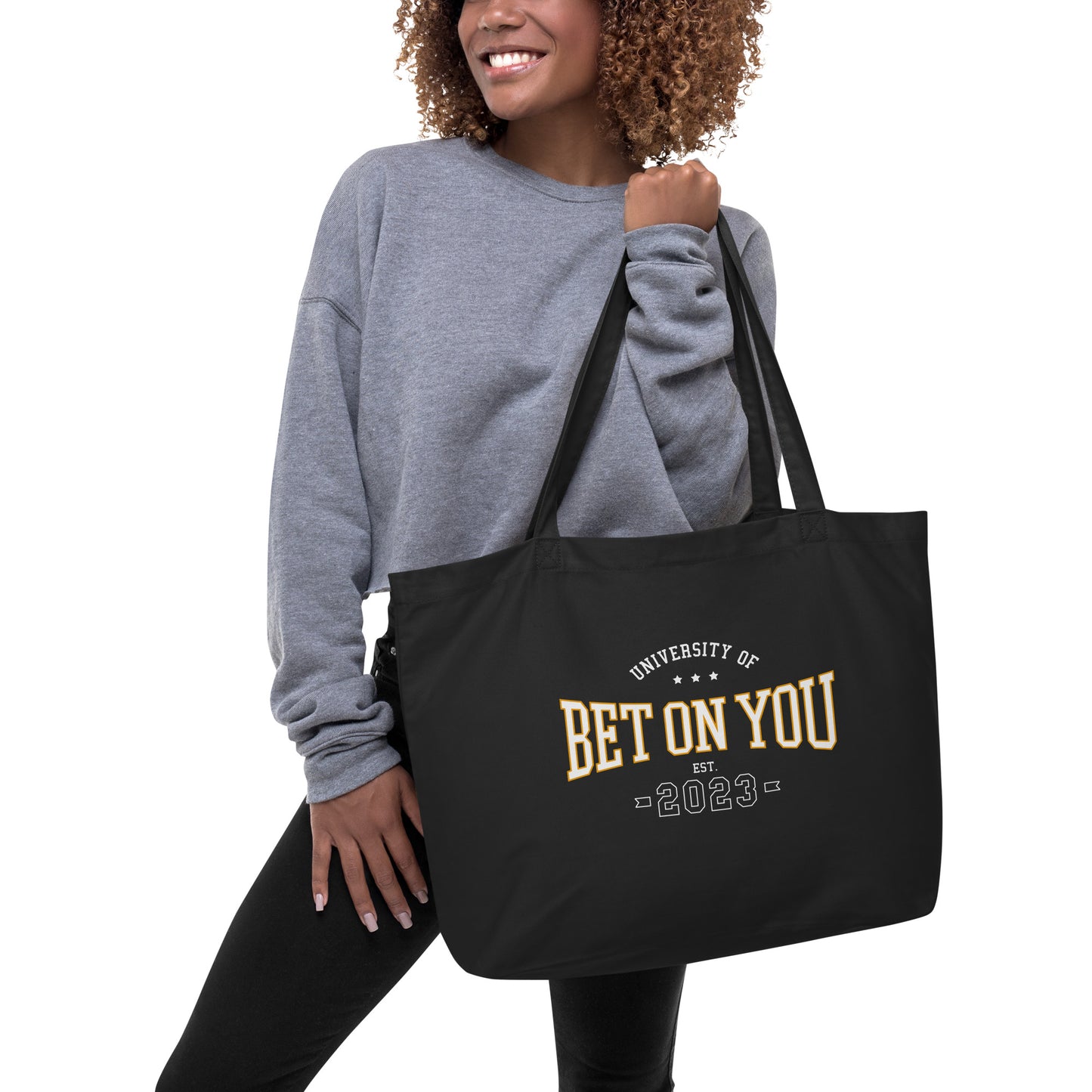 Large Organic  BET ON YOU UNIVERSITY Tote Bag